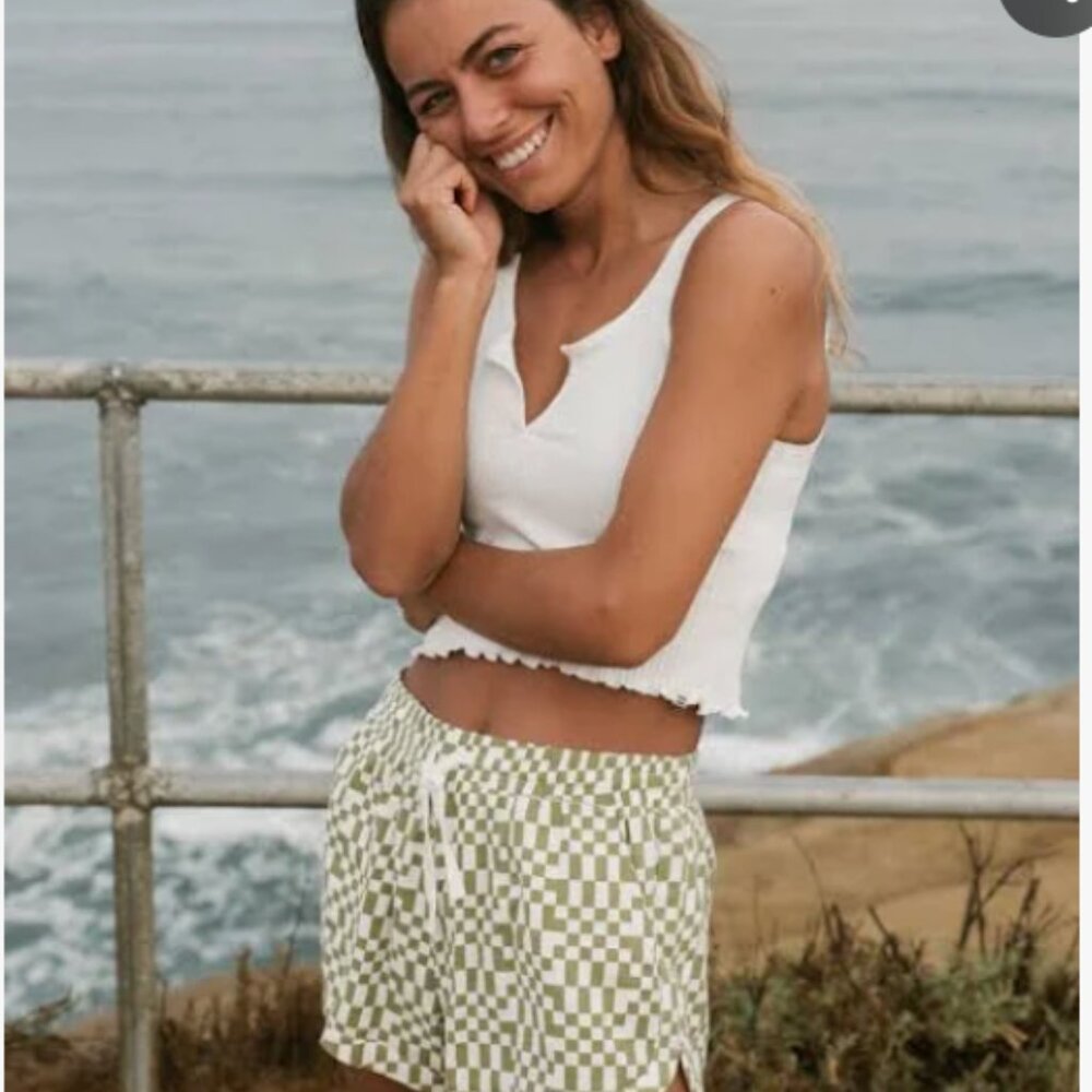 Billabong Road Trippin Green & White Checkered Shorts - Picture 2 of 4